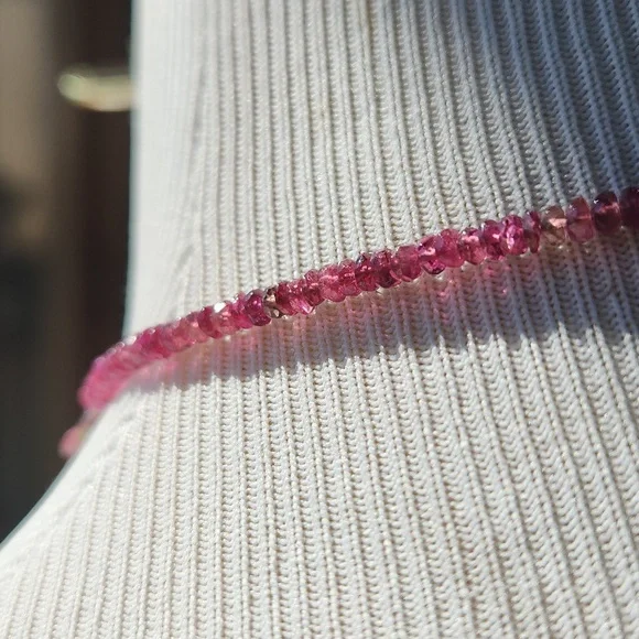 Watermelon tourmaline necklace 16" - Picture 3 of 4